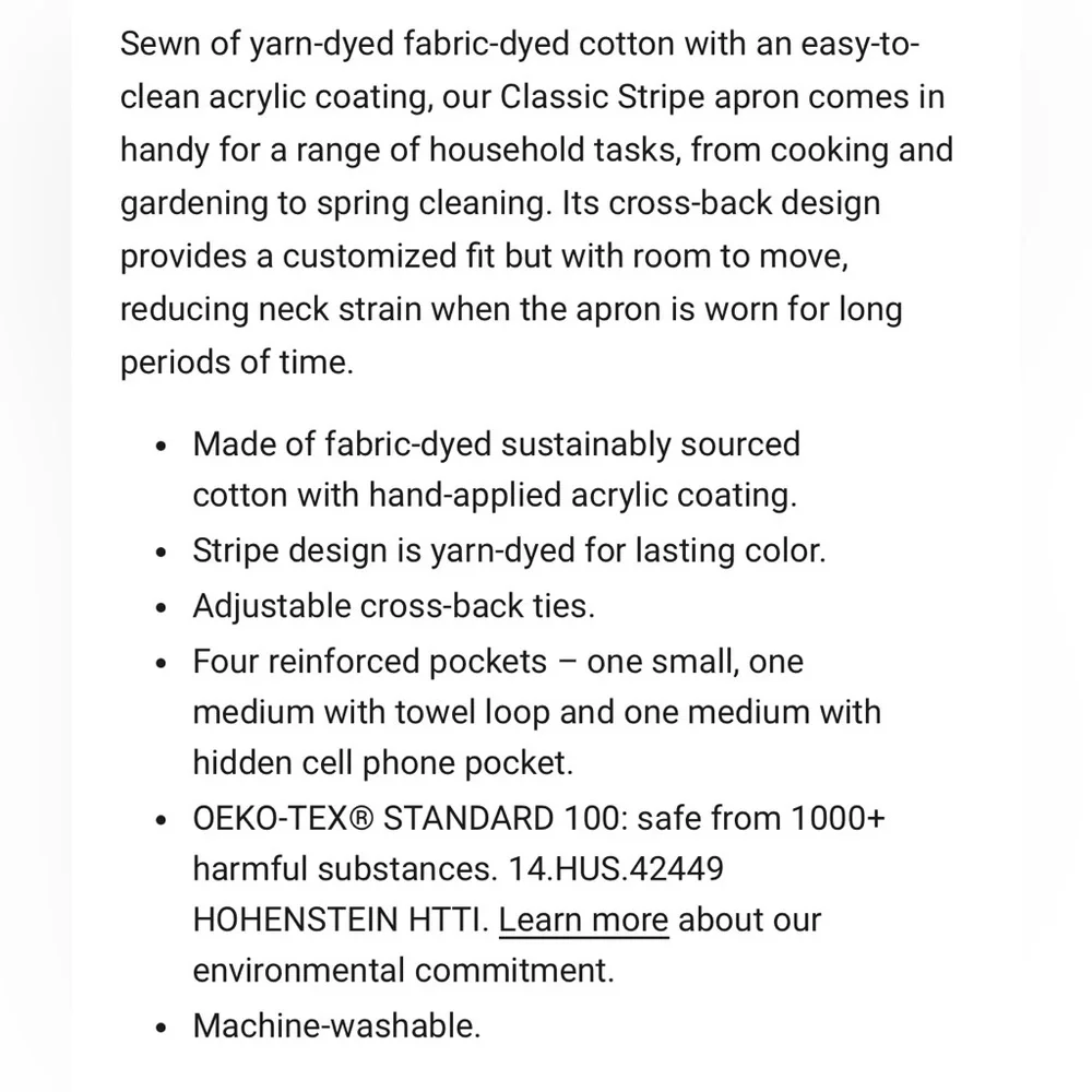 WILLIAMS SONOMA➕NWT Ultimate Classic Stripe Apron